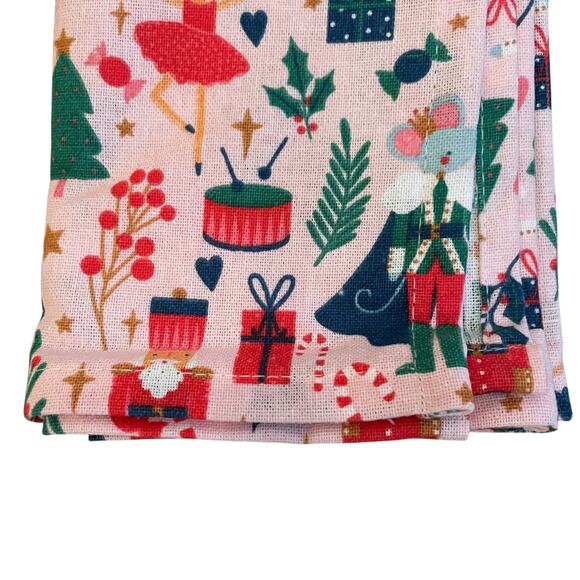 Cupcakes & Cashmere CHRISTMAS Nutcracker Cotton Napkins 18x18 Set of 6 Pink New - Picture 5 of 10